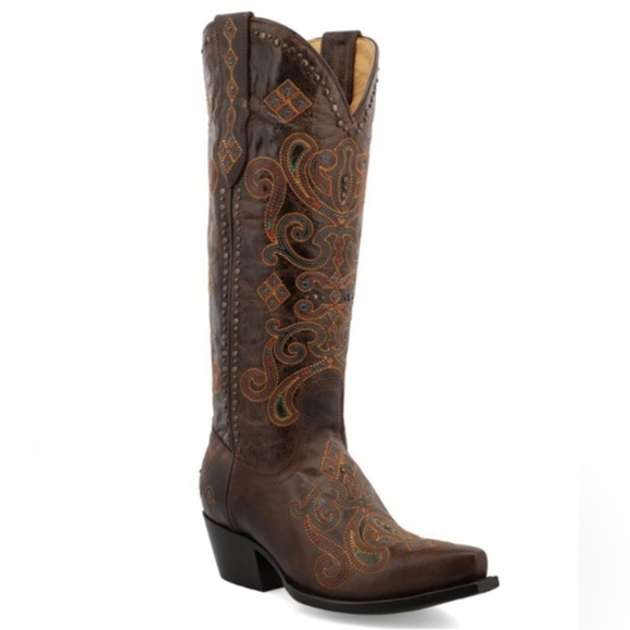 BLACK STAR LOCKHART blue EMBROIDERED LEATHER WESTERN SNIP TOE BOOT‎ size 11 new - Picture 2 of 9